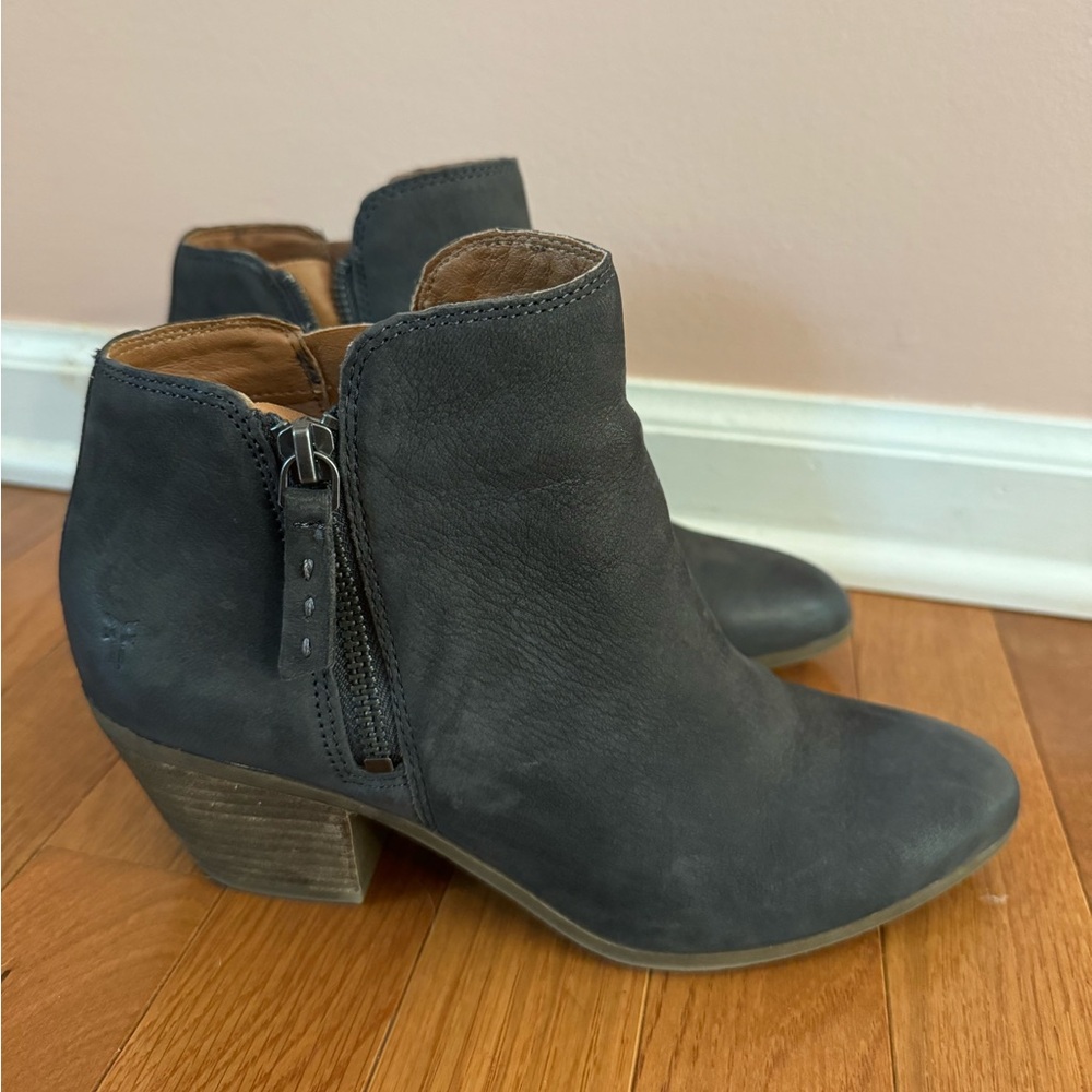 Frye Judith Double Zip Ankle Boots Leather Dark Gray 7M